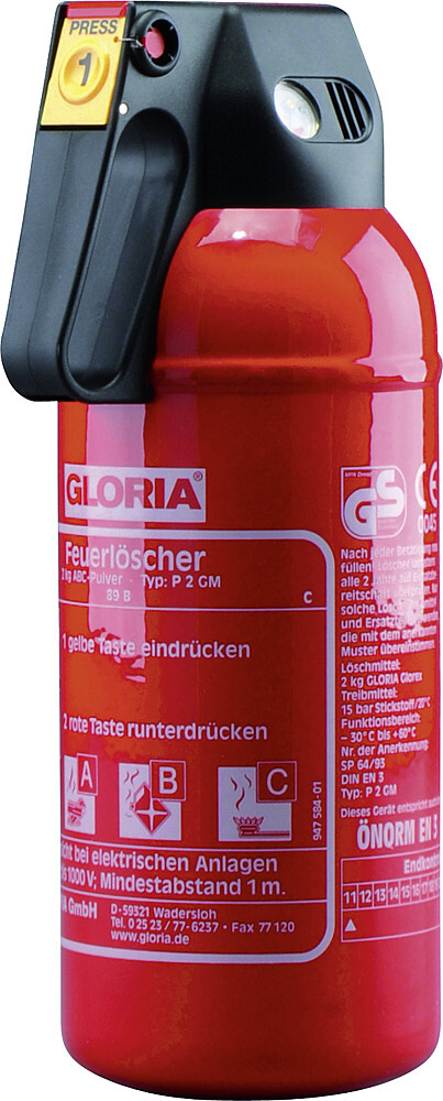 Feuerlöscher 1kg ABC Pulver DE + Manometer